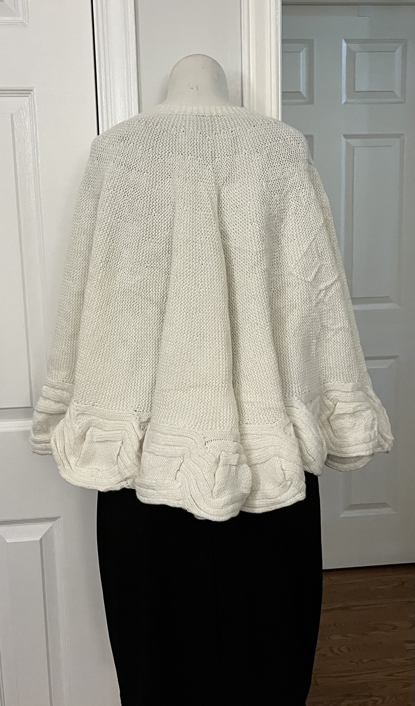 White Knit Poncho Cape with Tie Closures - photo 2