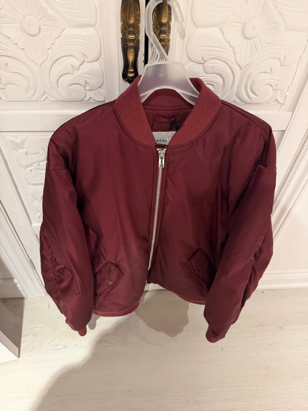 Babaton Aviator Bomber Jacket - Maroon - Size M