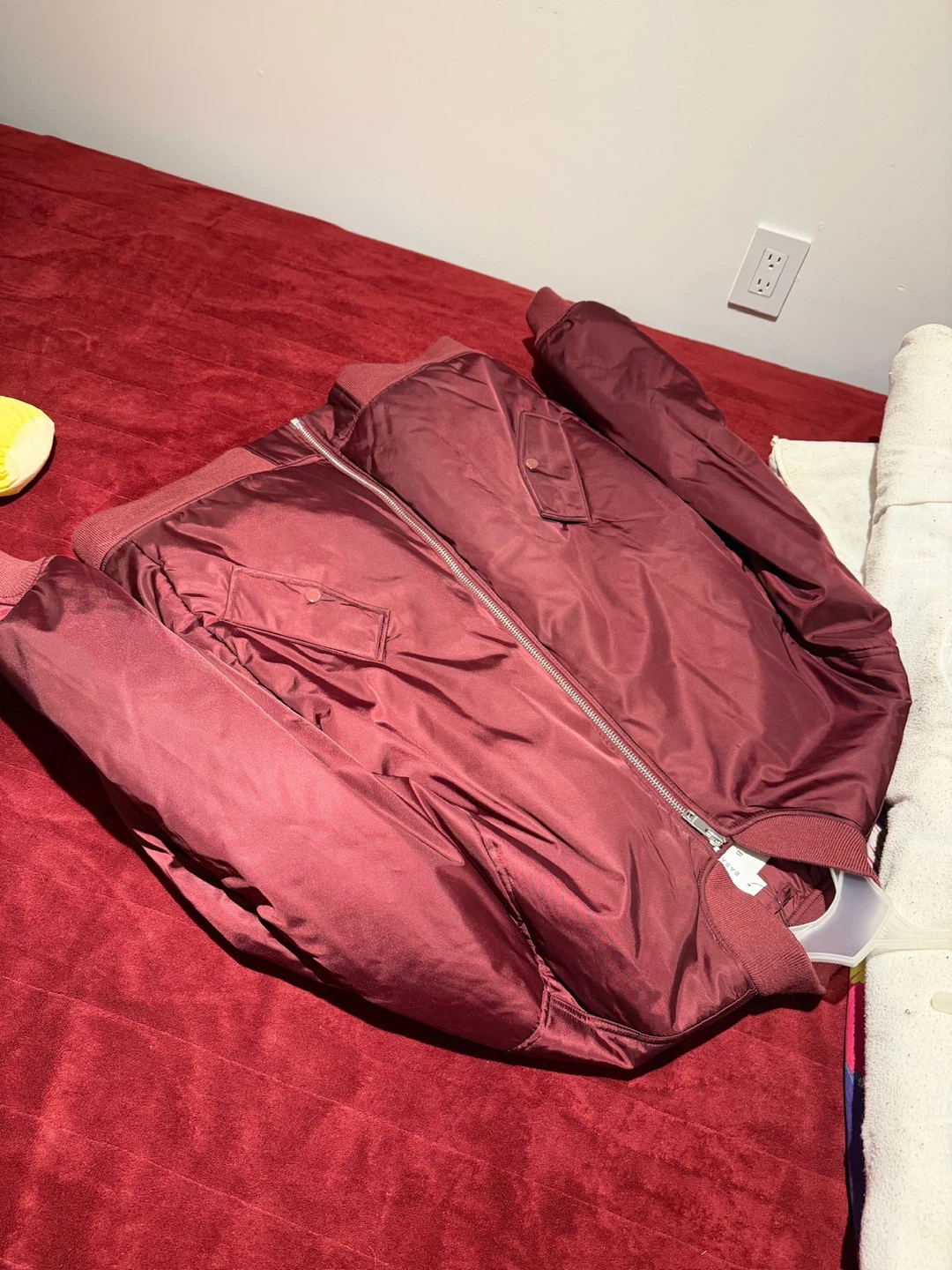 Babaton Aviator Bomber Jacket - Maroon - Size M - photo 3