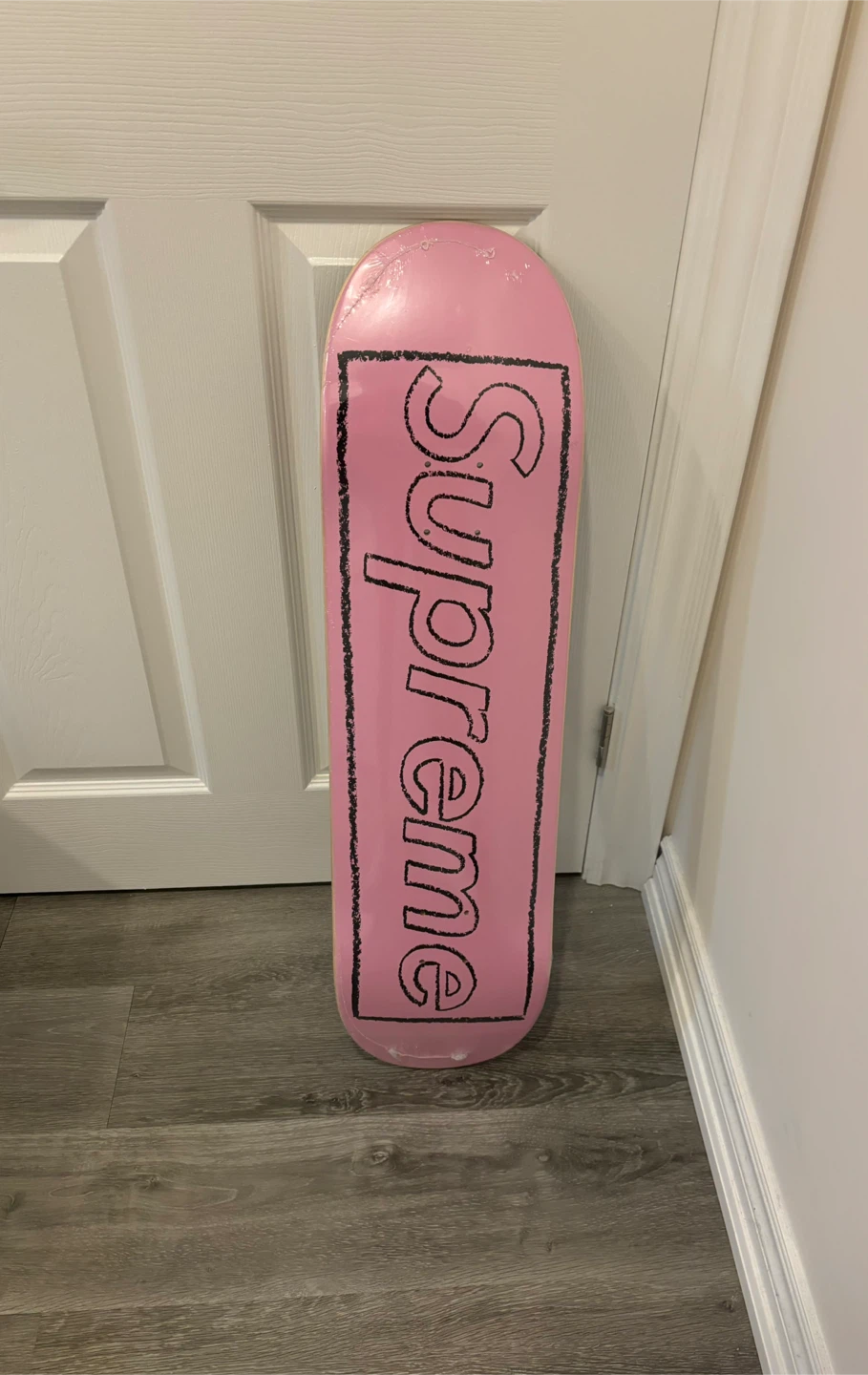 Supreme KAWS Chalk Logo Skateboard Deck Pink