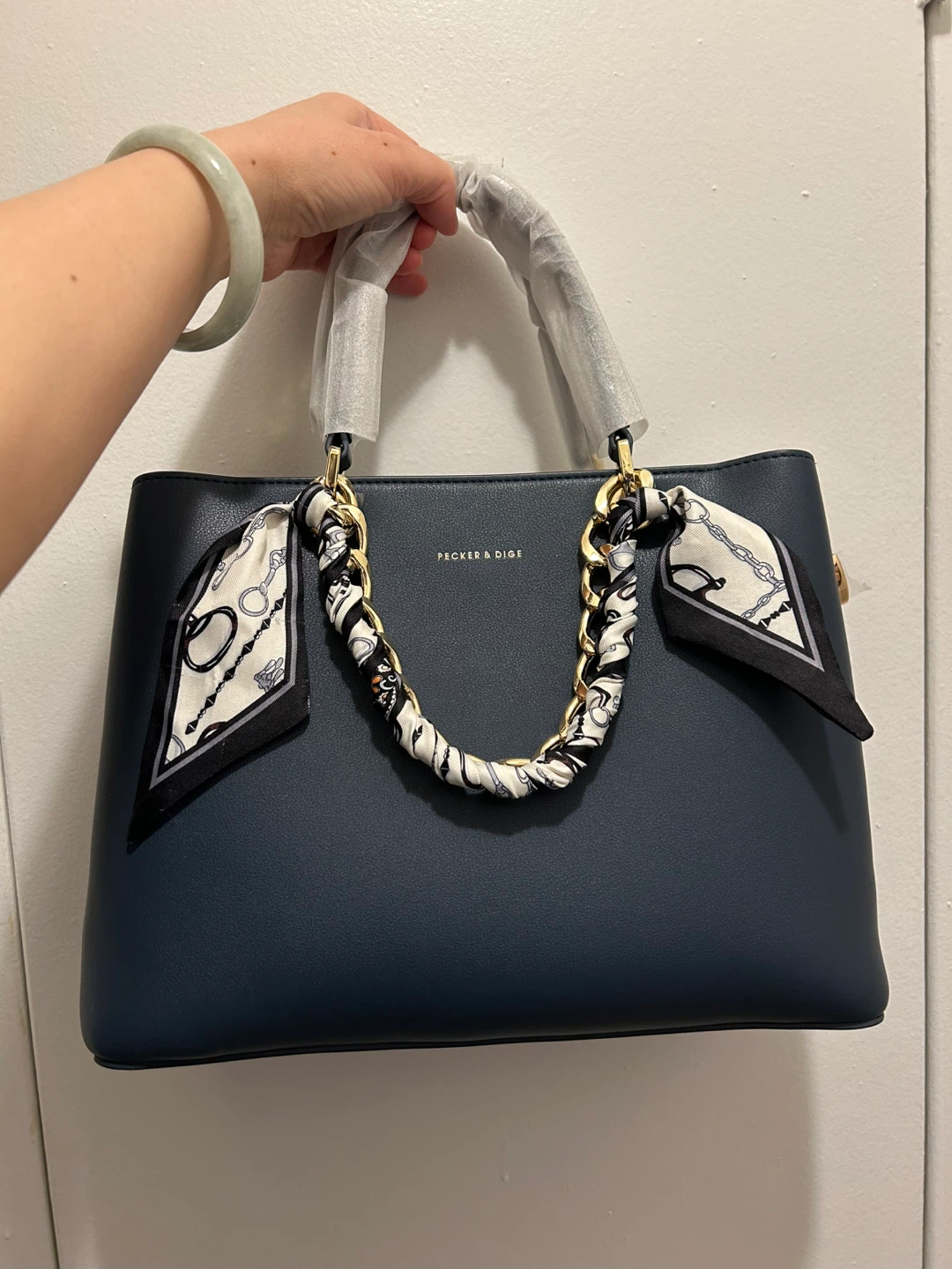 Navy Blue Satchel - 2-Way Wear (Handheld & Crossbody)