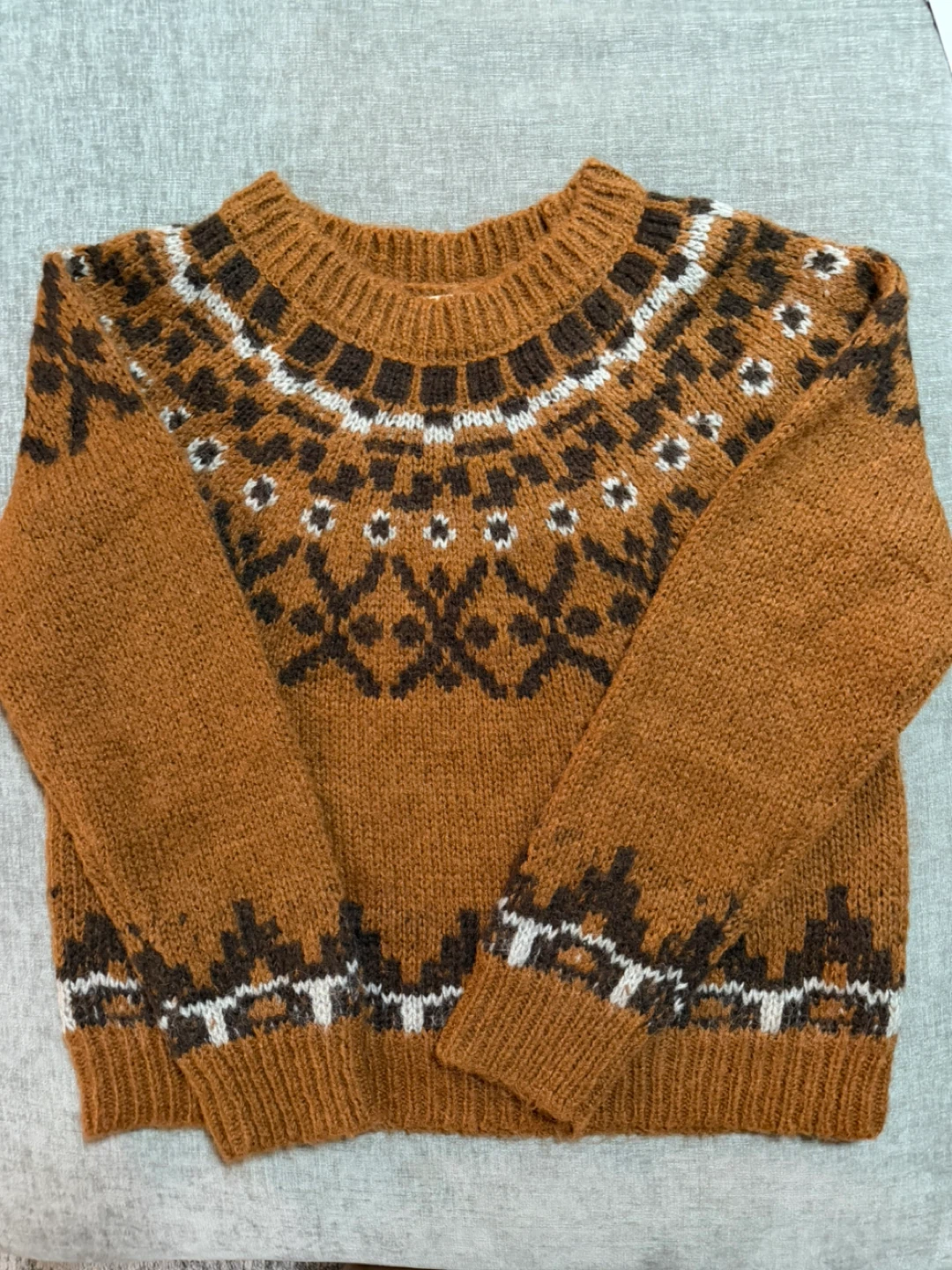 Brown Fair Isle Knit Sweater