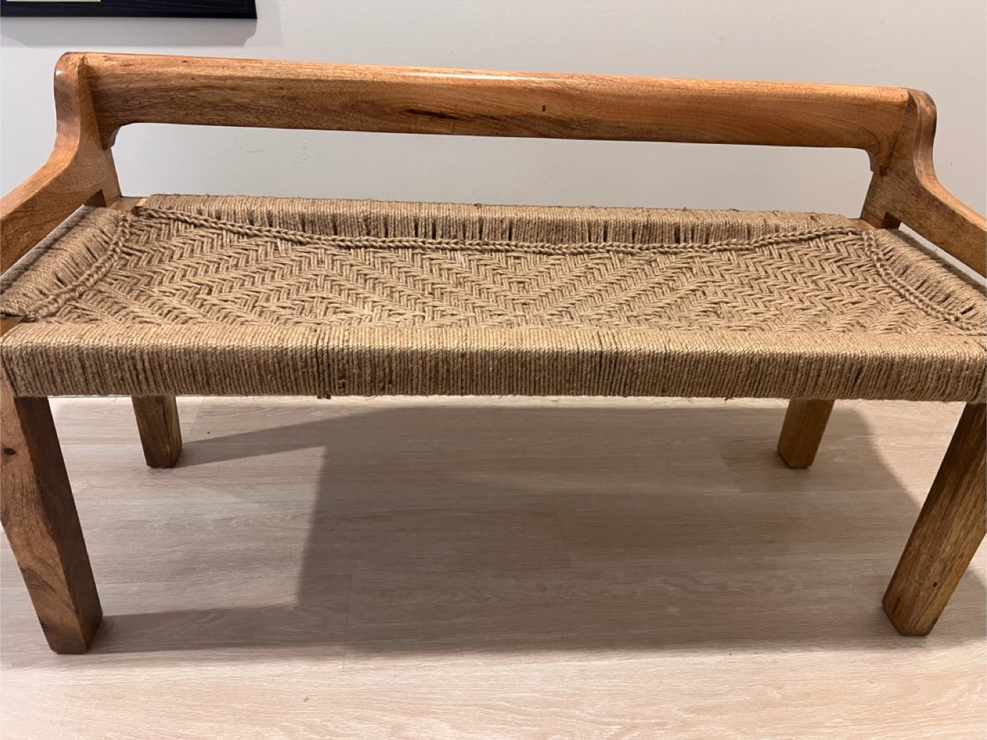 Wooden Bench with Woven Seat - photo 3
