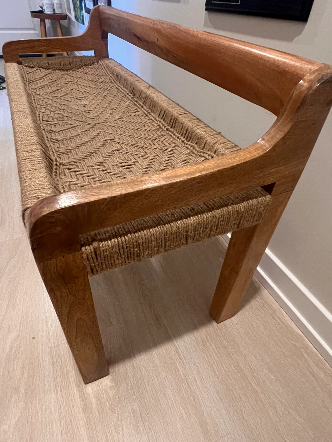 Wooden Bench with Woven Seat - photo 2
