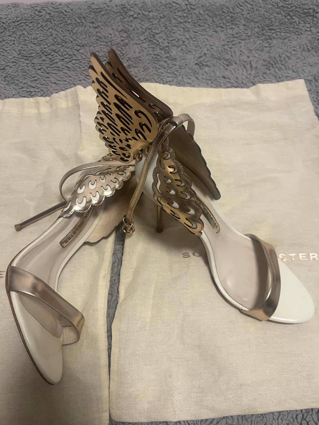 Sophia Webster White & Gold Heels - photo 2