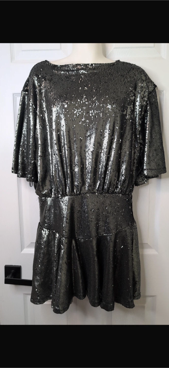 NEW! Free People Manuka Sequin Mini Dress in Gunmetal - photo 5