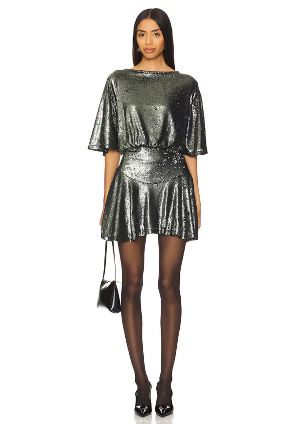 NEW! Free People Manuka Sequin Mini Dress in Gunmetal