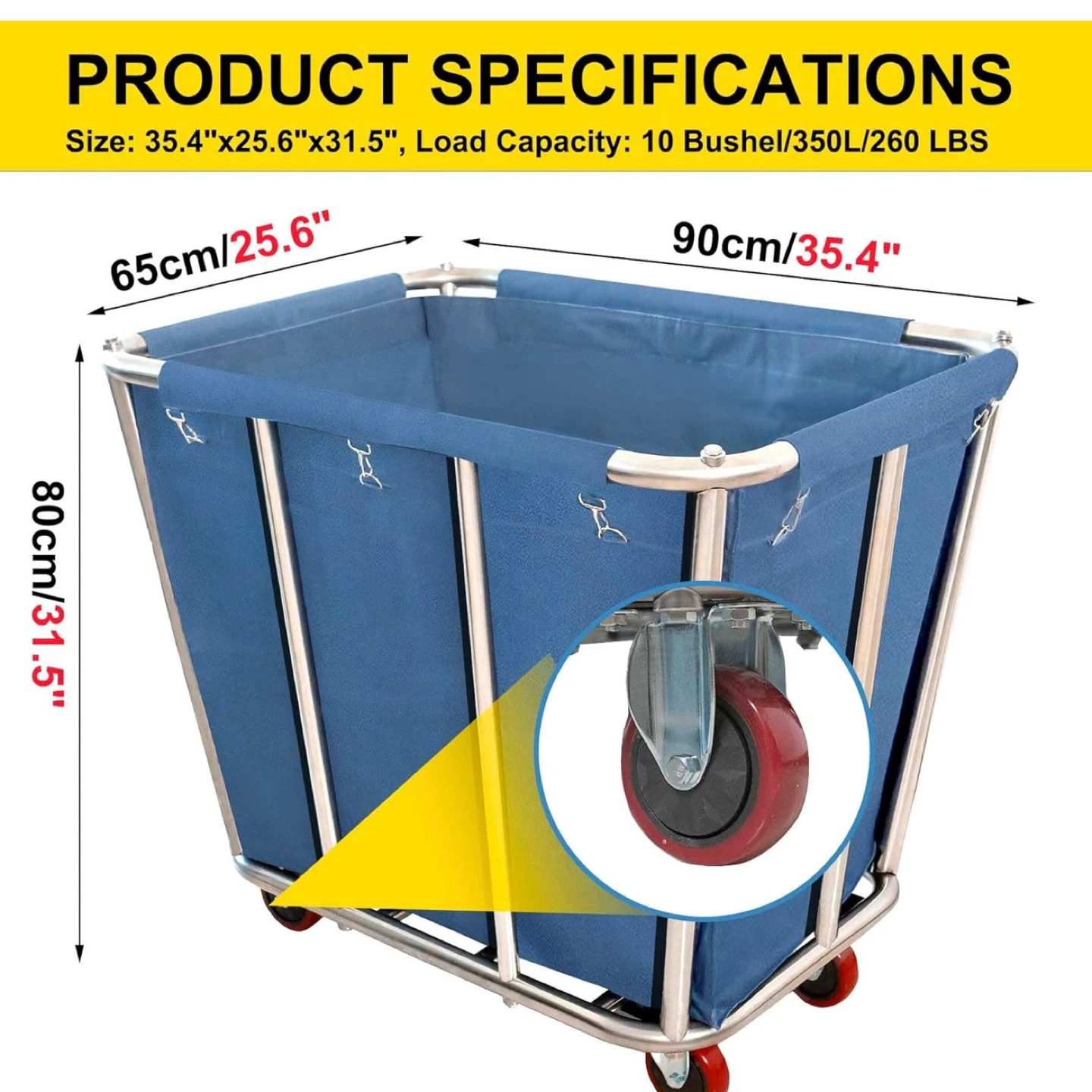 Laundry Cart Commercial,10 Bushel (350L) Large Industrial Rollin - photo 2