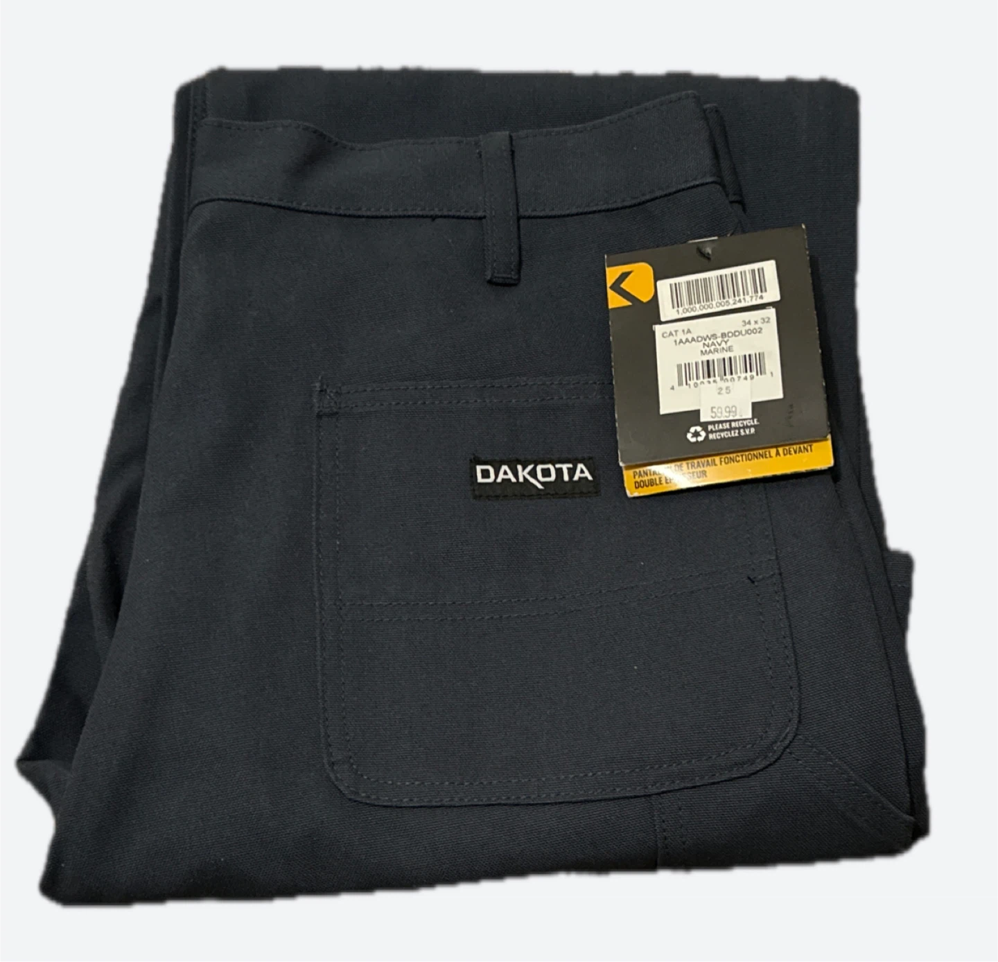 Dakota Men's Navy Work Pants Size 34x32