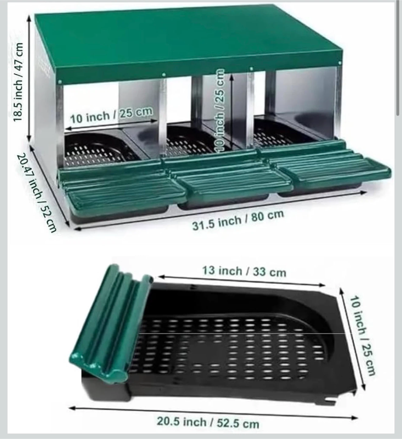Chicken Nesting Box, 3 Hole Metal Roll Away Nest Box for Chicken - photo 2
