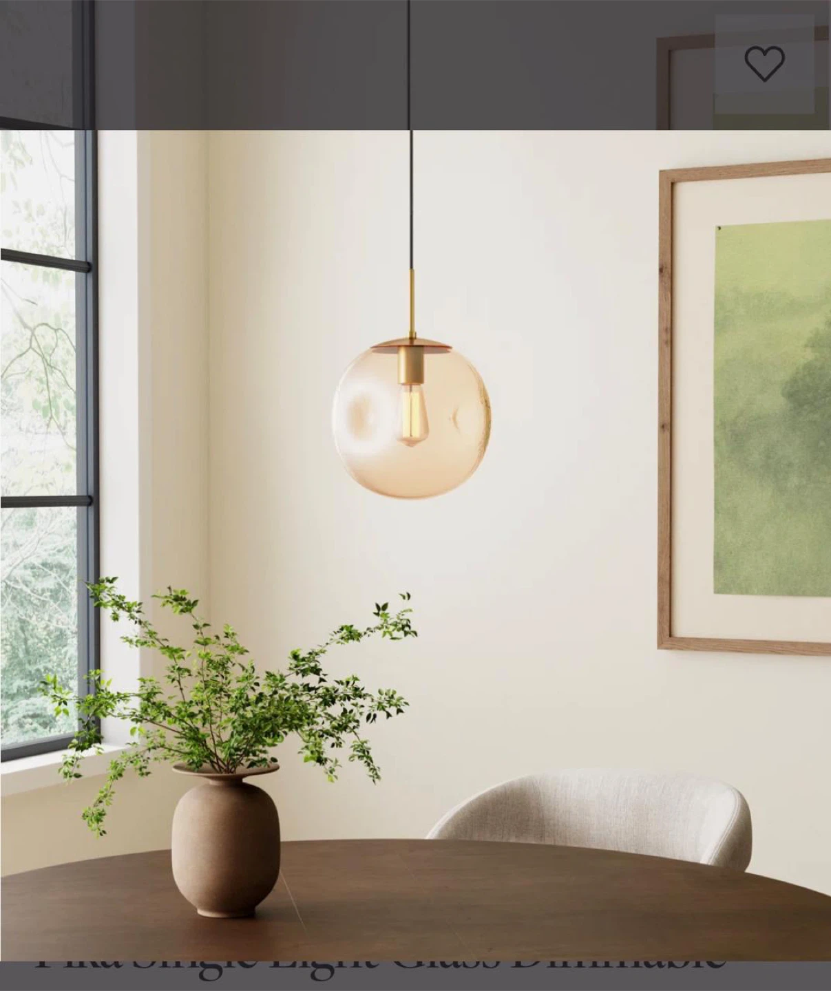 Amber Glass Globe Pendant Light-New - photo 4