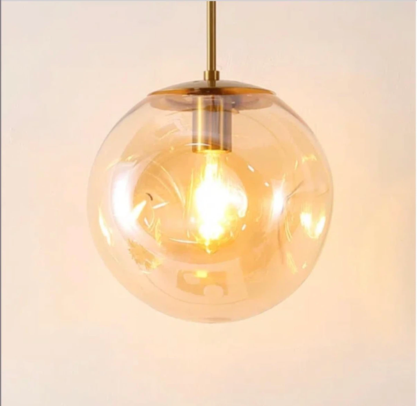 Amber Glass Globe Pendant Light-New - photo 2