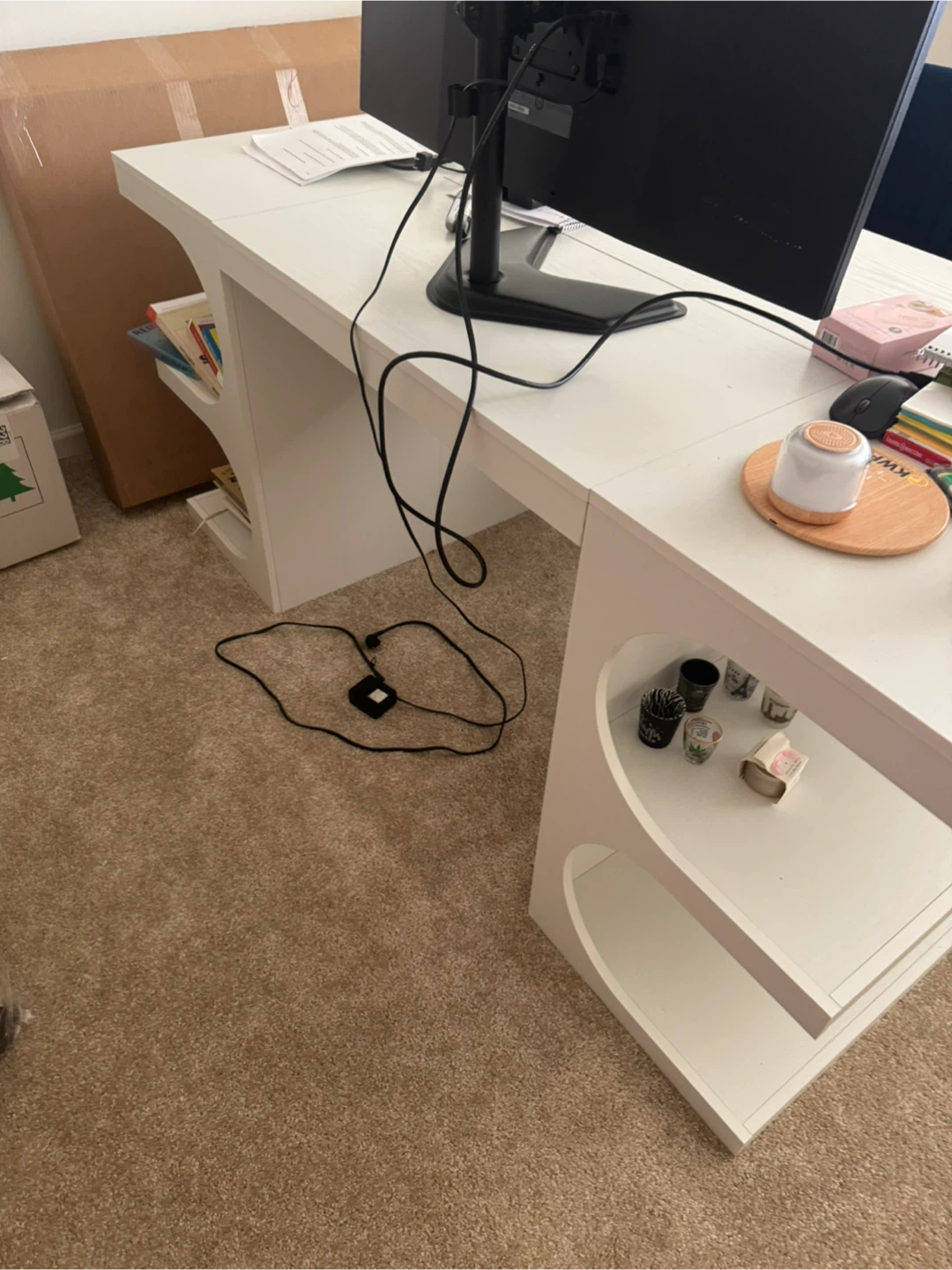 White Modern Desk with Shelving