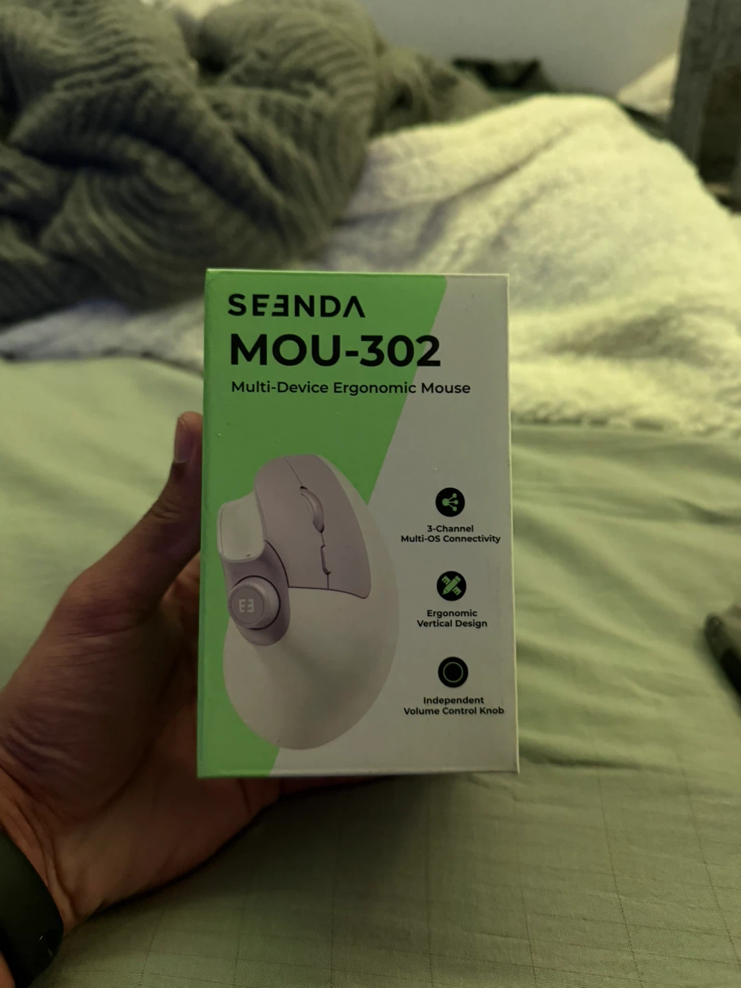 Seenda MOU-302 Multi-Device Ergonomic Mouse - White Purple