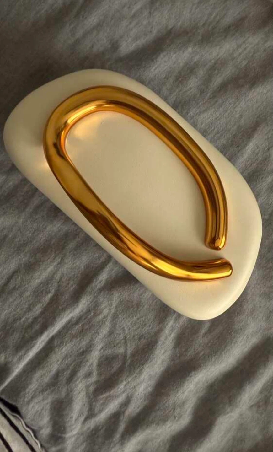 Off-White Flip Flops with Gold Accent