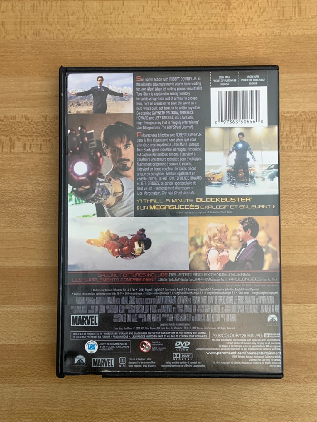 Iron Man DVD Marvel Action Film - photo 2