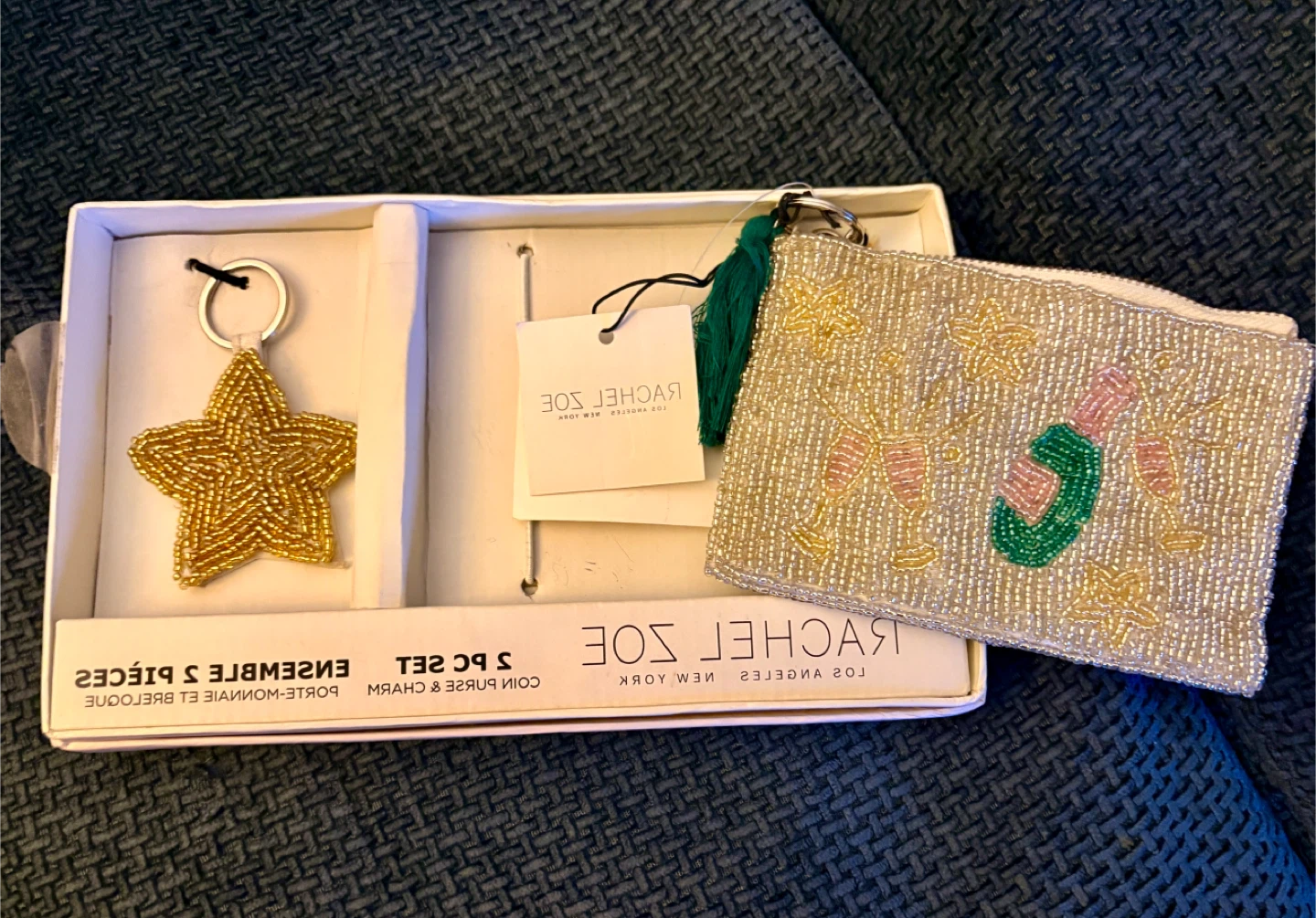 NWT Rachel Zoe Beaded Coin Purse & Star Keychain Set