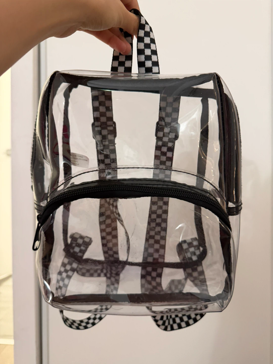 Clear Backpack with Checkered Straps - photo 4