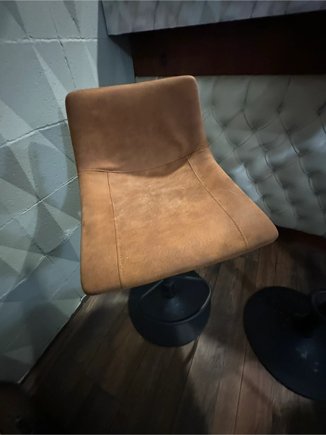 Adjustable Swivel Bar Stool - Brown Faux Leather