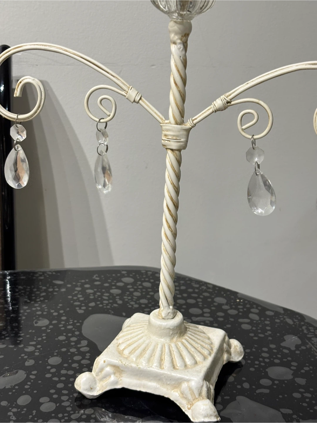 White Metal Candelabra with Crystal Droplets - photo 5