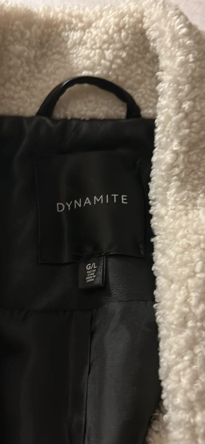 Dynamite Black Faux Leather Biker Jacket with Sherpa Collar - photo 2