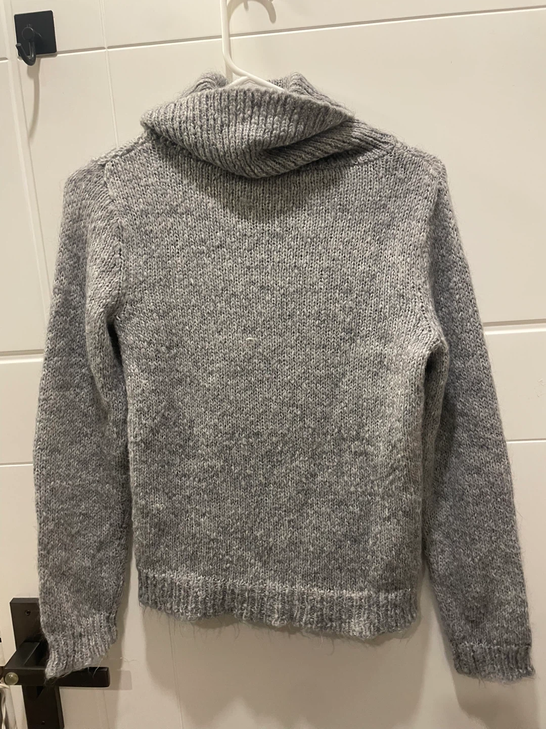 Grey Knit Sweater with Cowl Neck - photo 2