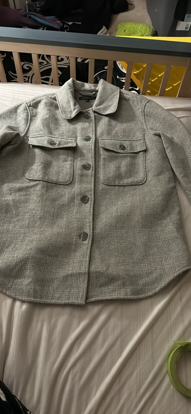 Dynamite Grey Plaid Shirt Jacket - Size M