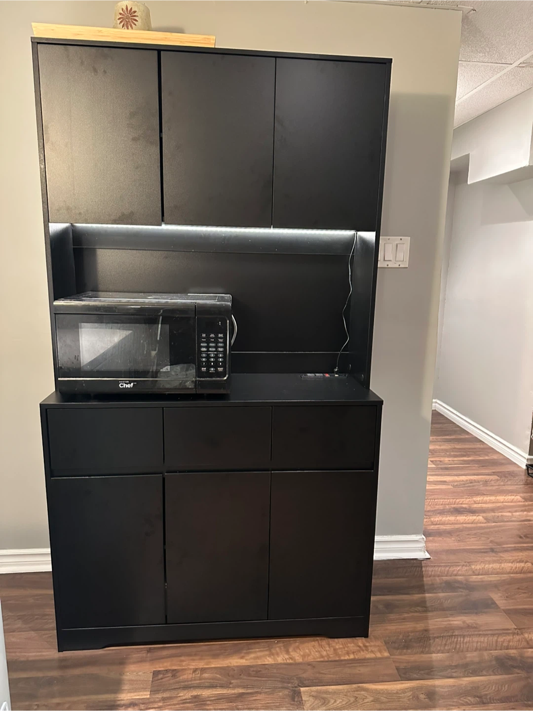 Kitchen Pantry with Charging Station & LED - Open Box