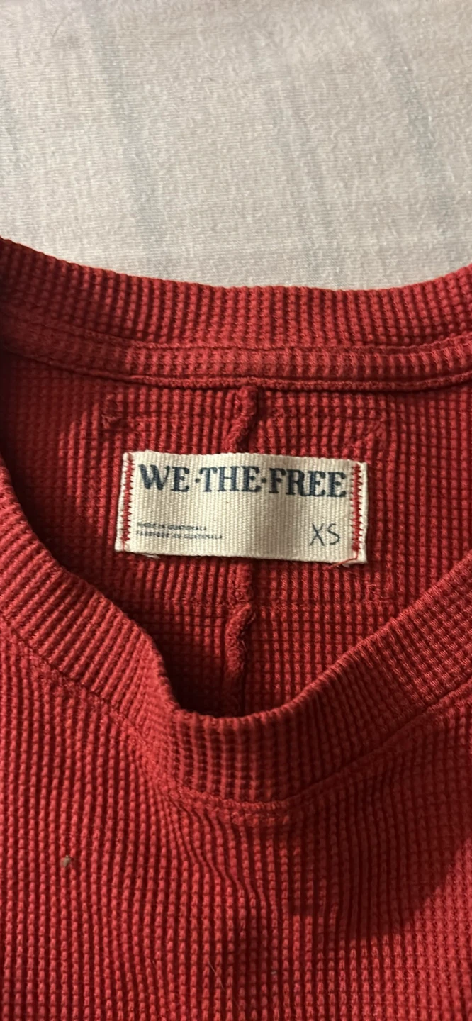 WE THE FREE Red Ribbed Long Sleeve Top - XS - photo 2
