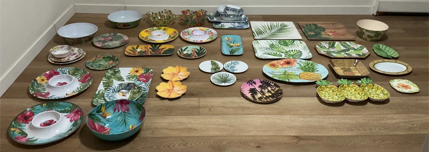 Assorted Tropical Serving Items