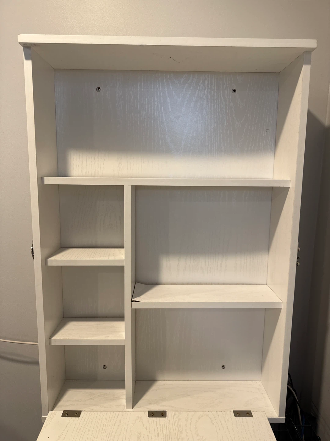 White Wall-Mounted Fold-Down Desk with Shelves - photo 3