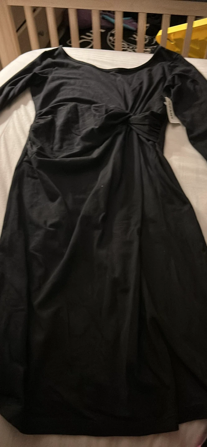 Small Black Long Sleeve Twist Front Dress