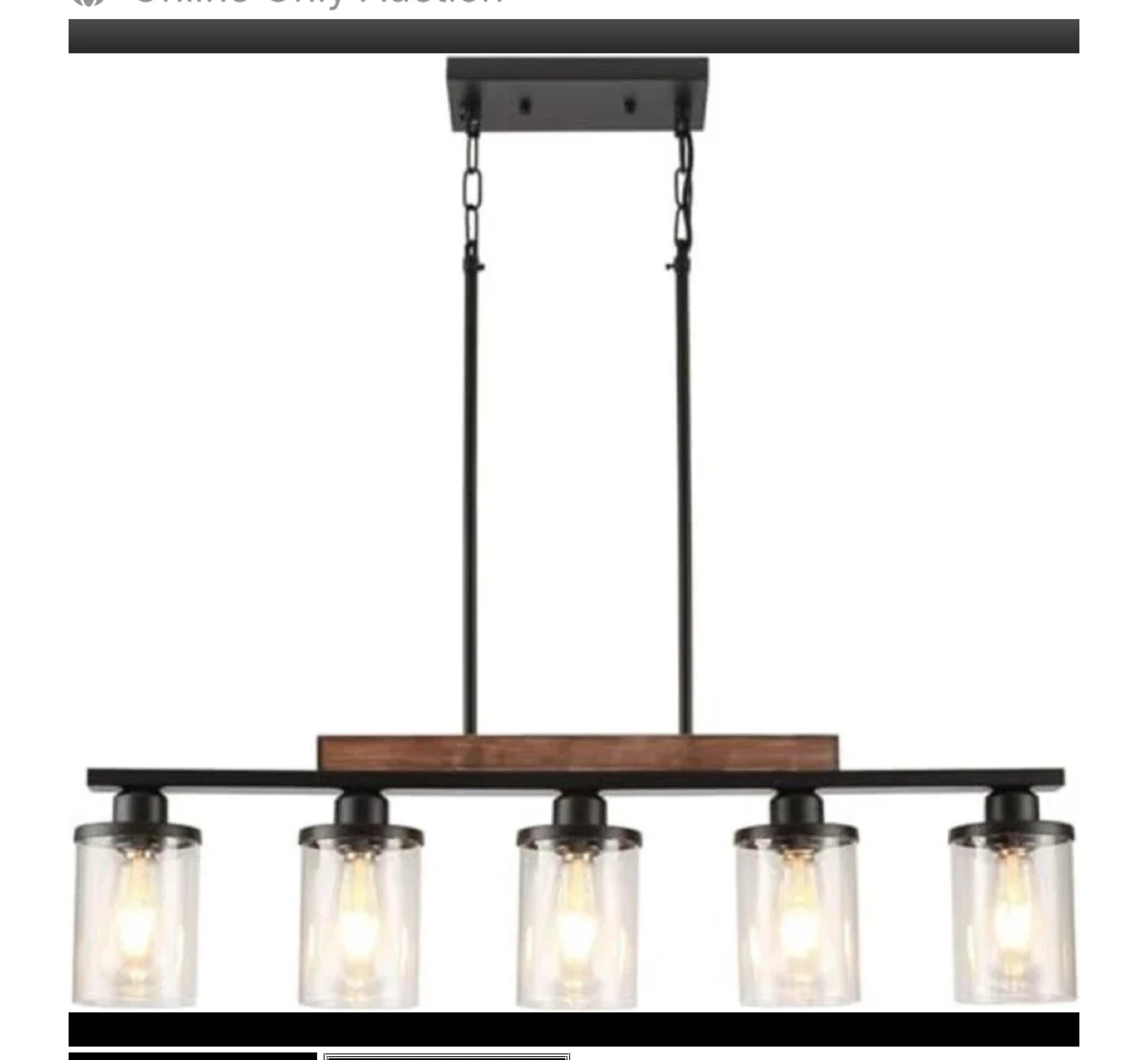 5-Light Black & Wood Farmhouse Chandelier