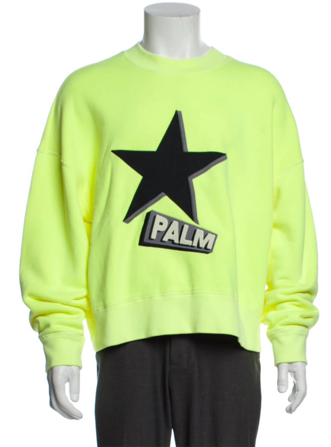 Palm Angels Neon Yellow Star Crewneck Sweatshirt - photo 2
