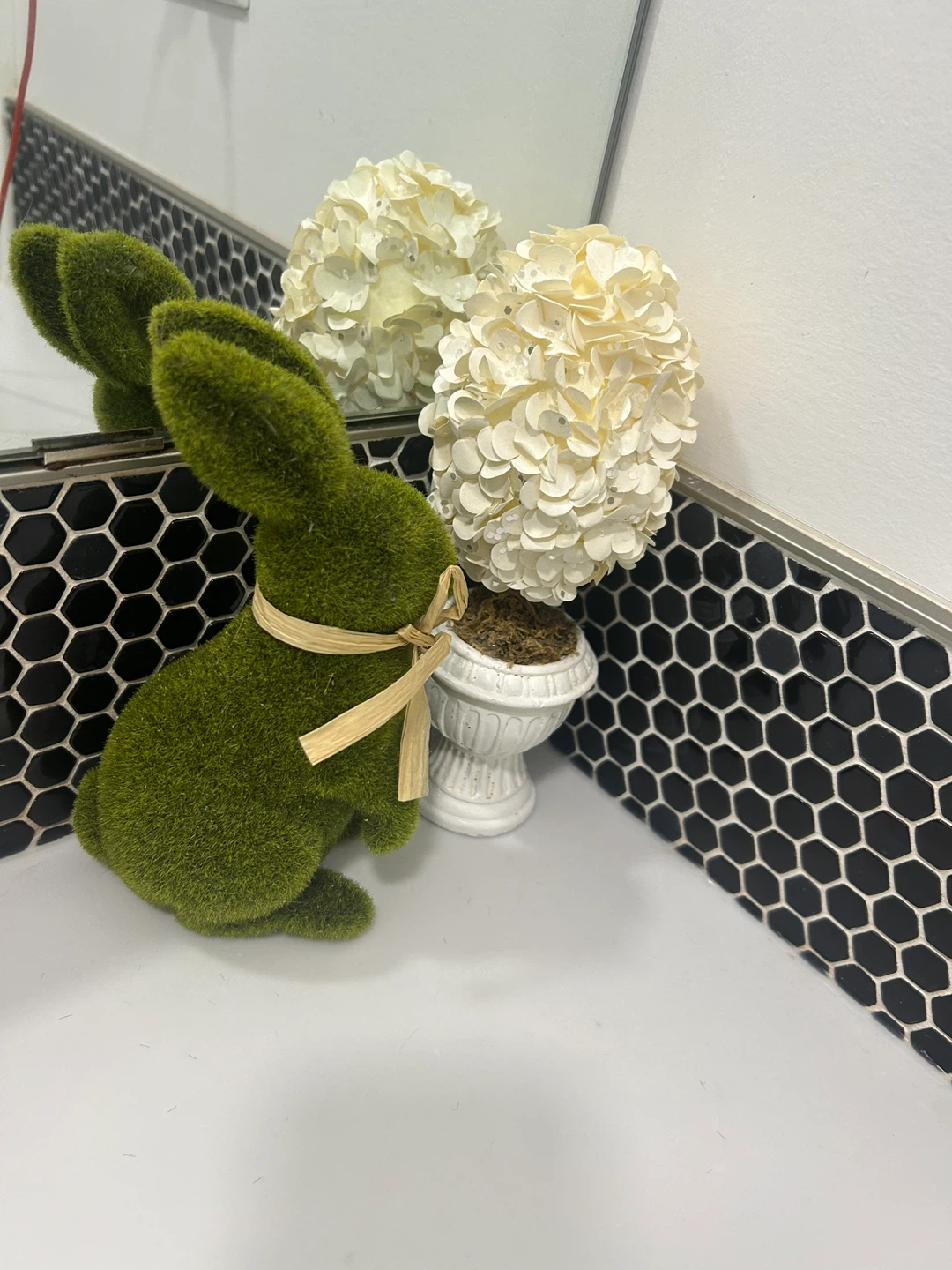 Bunny Decoration with Bow & flower shaped egg decoration