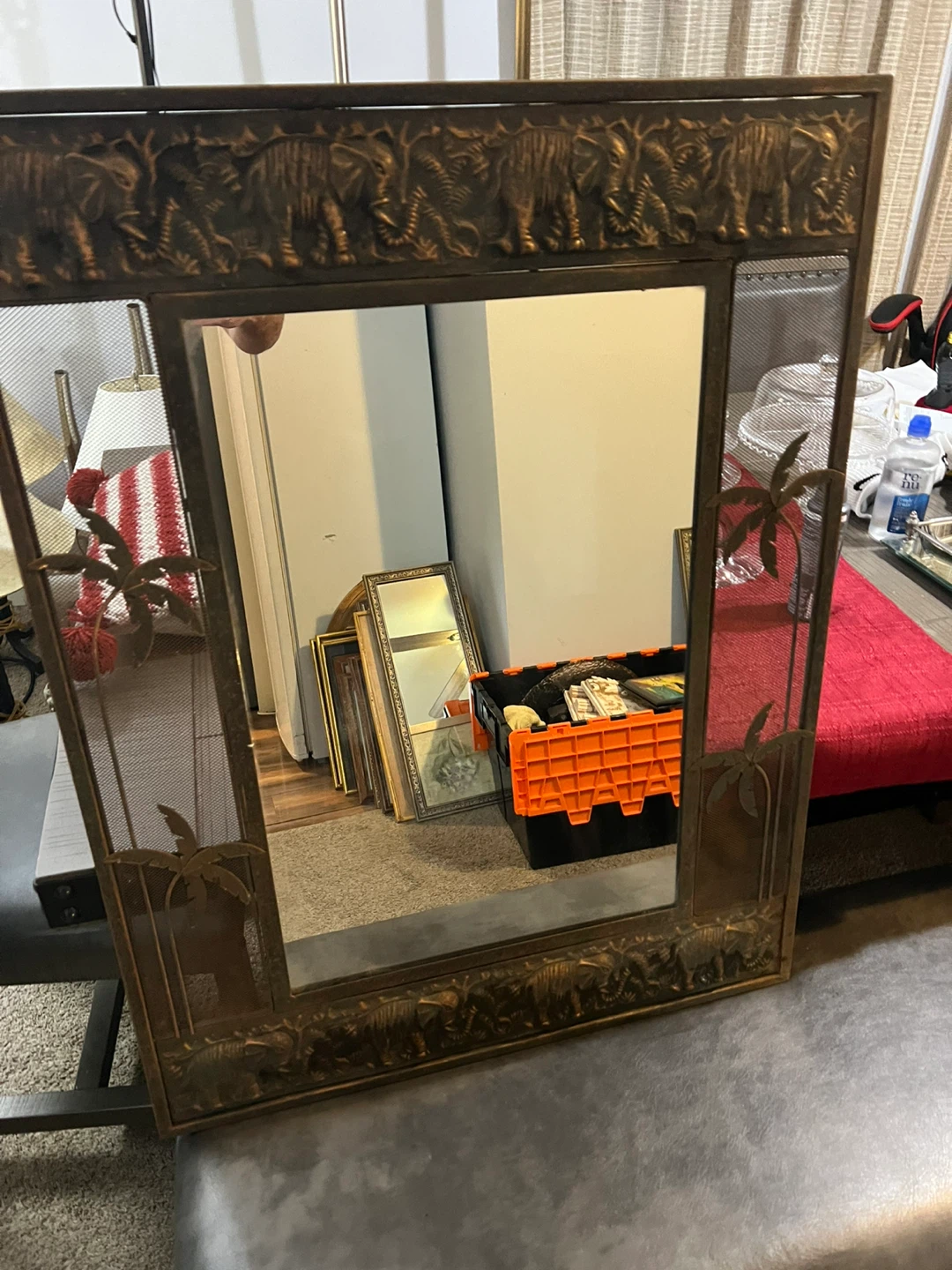Free delivery used Mirror with Elephant and Palm Tree Frame - photo 3