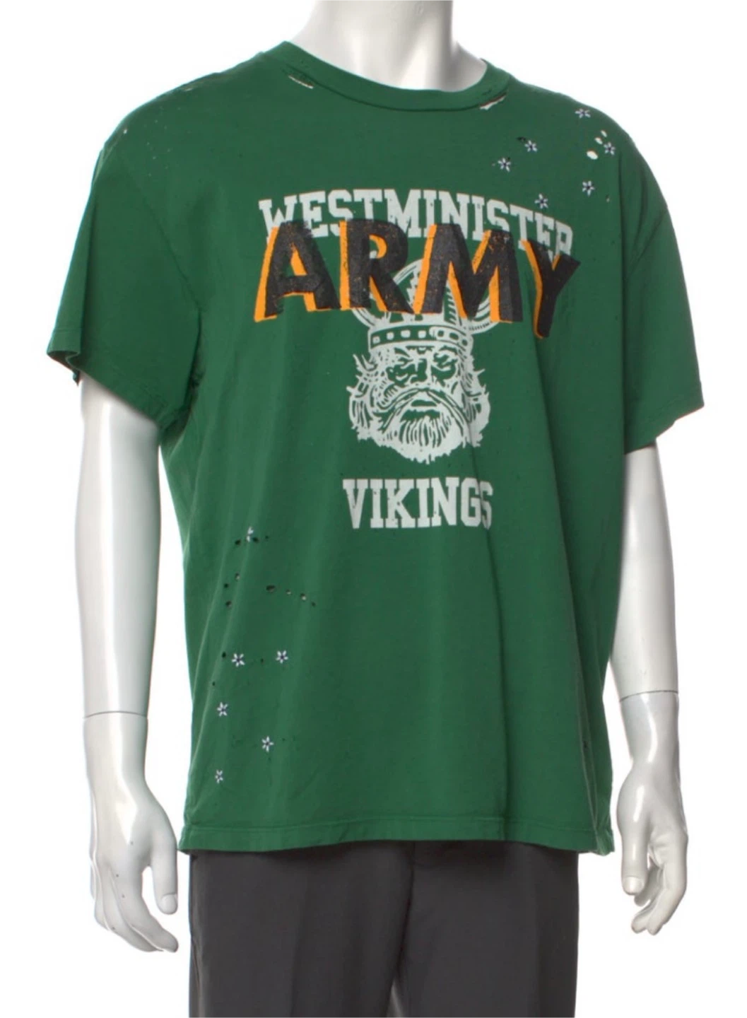 Amiri Green Westminster Army Vikings Graphic T-Shirt - photo 2