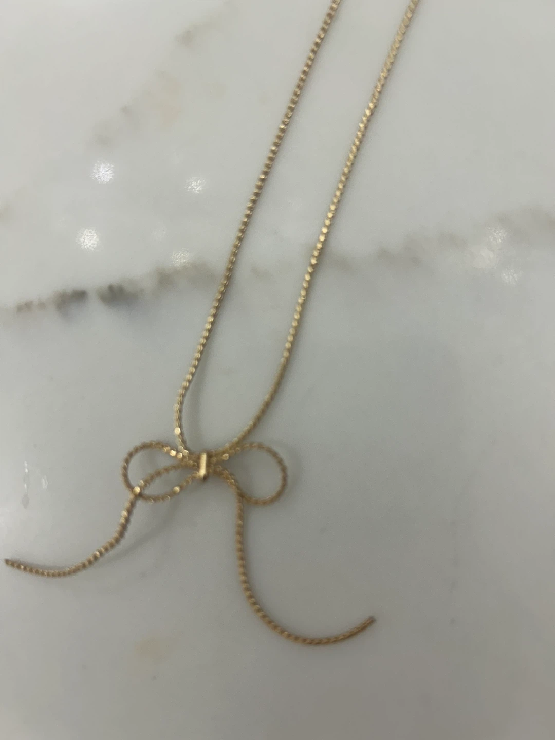 Gold Necklace with bow and  4 Earrings Set - photo 3