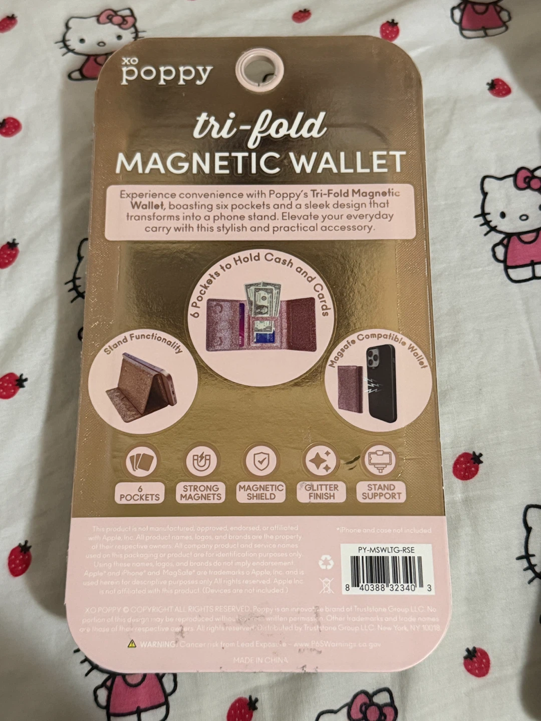 XO Poppy Pink Glitter Tri-Fold Magnetic Wallet - photo 2