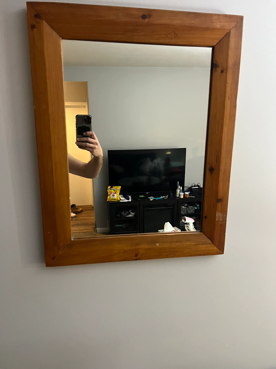 Free delivery used Wooden Framed Mirror - photo 2