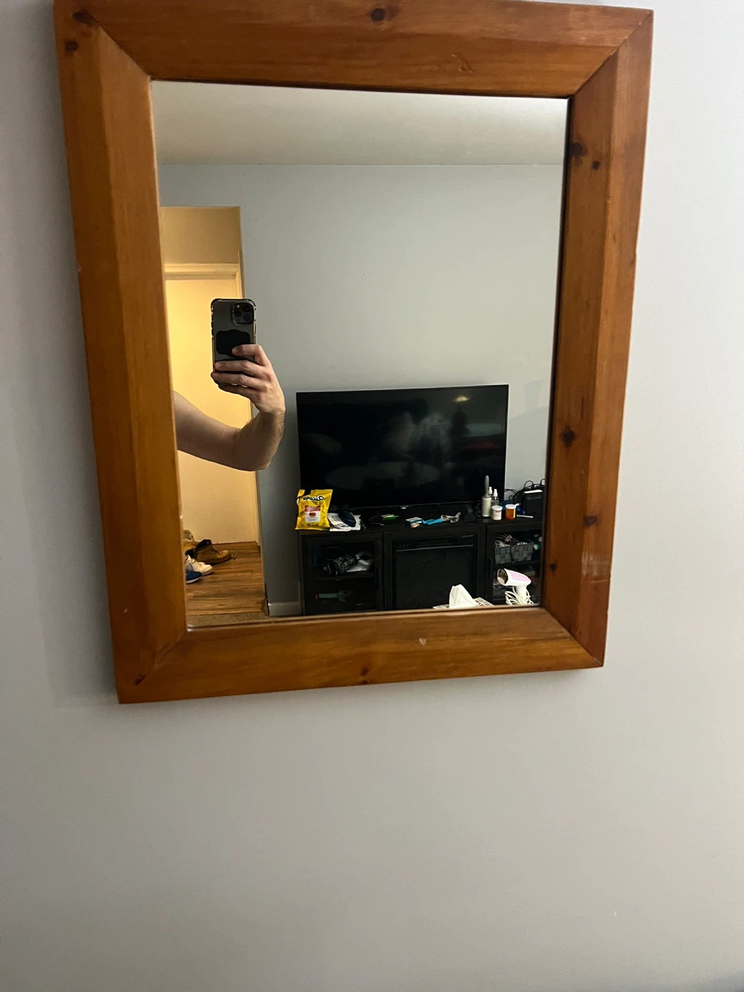 Free delivery used Wooden Framed Mirror - photo 5