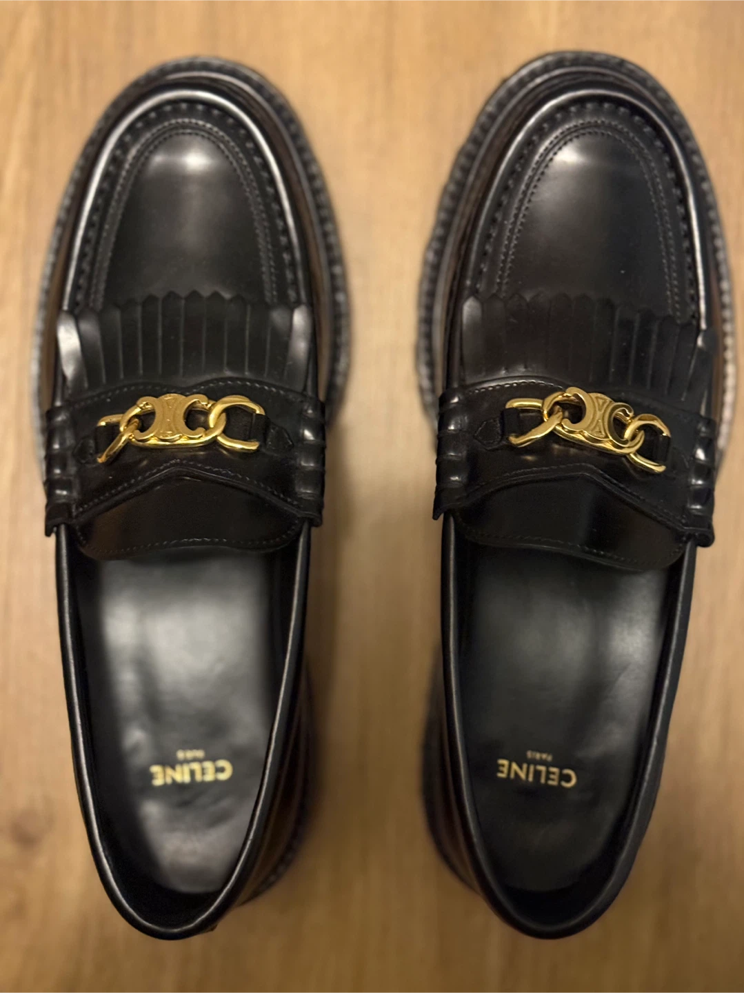 Celine Black Leather Chain Loafers - photo 5
