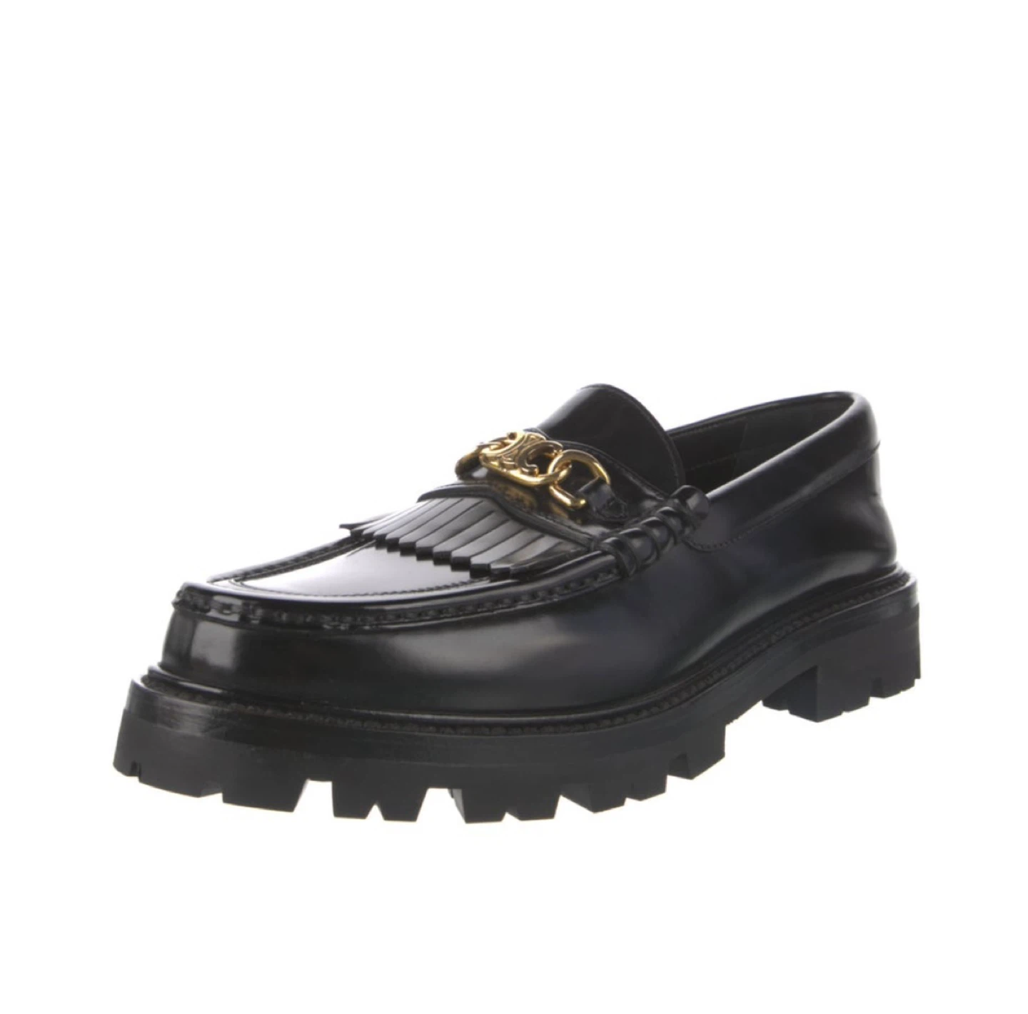 Celine Black Leather Chain Loafers - photo 2