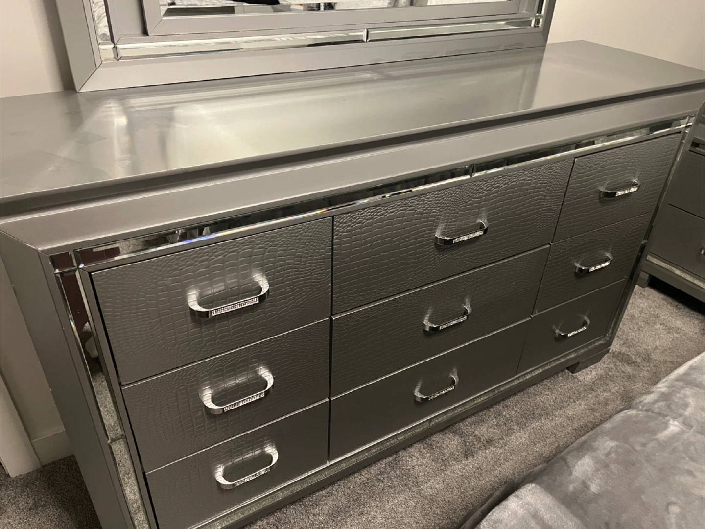 Silver 9-Drawer Dresser with Mirror - photo 2