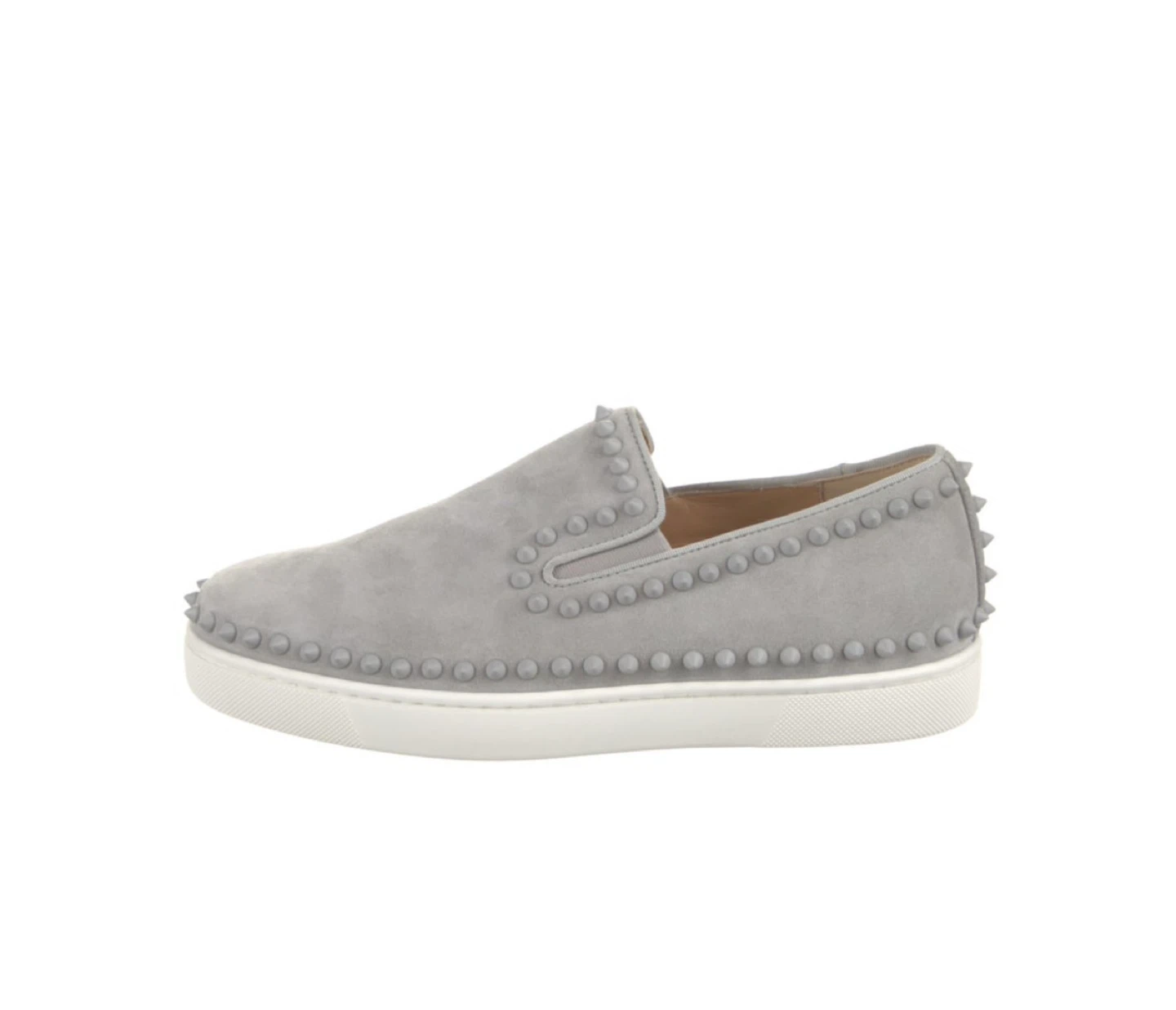 Christian Louboutin Grey Suede Spiked Slip-On Sneakers - photo 3