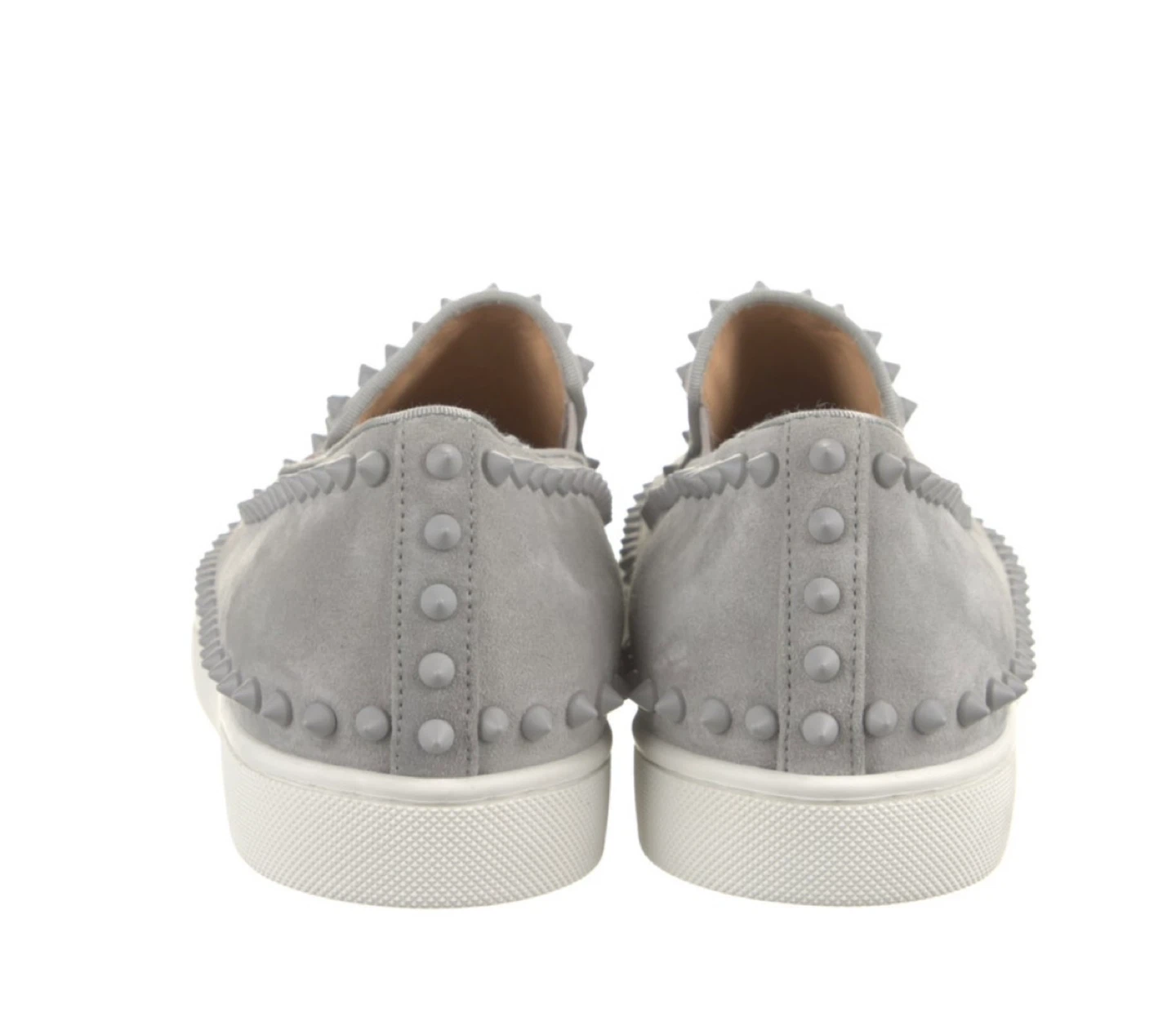 Christian Louboutin Grey Suede Spiked Slip-On Sneakers - photo 2