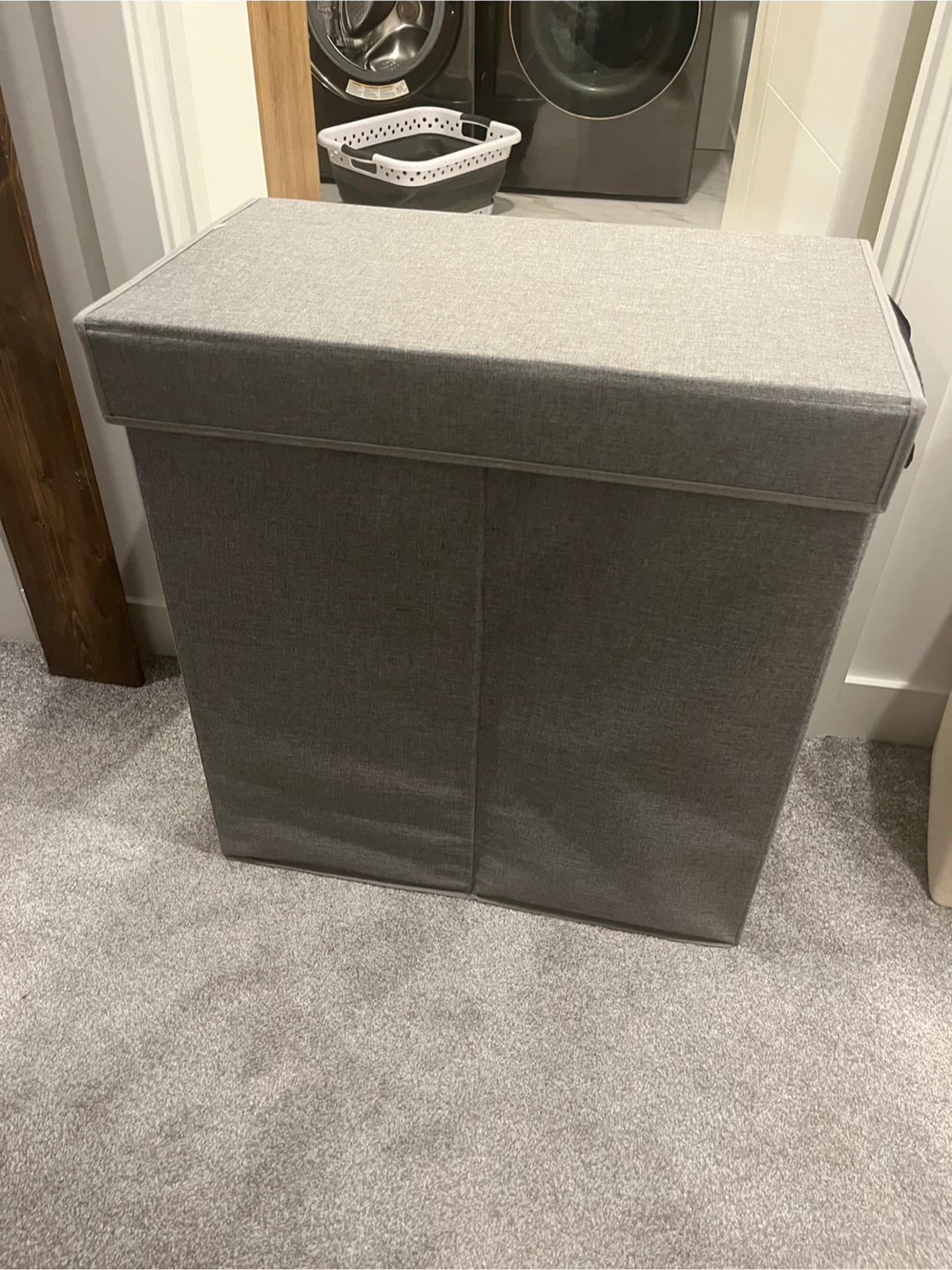 Grey Double Laundry Hamper with Lid