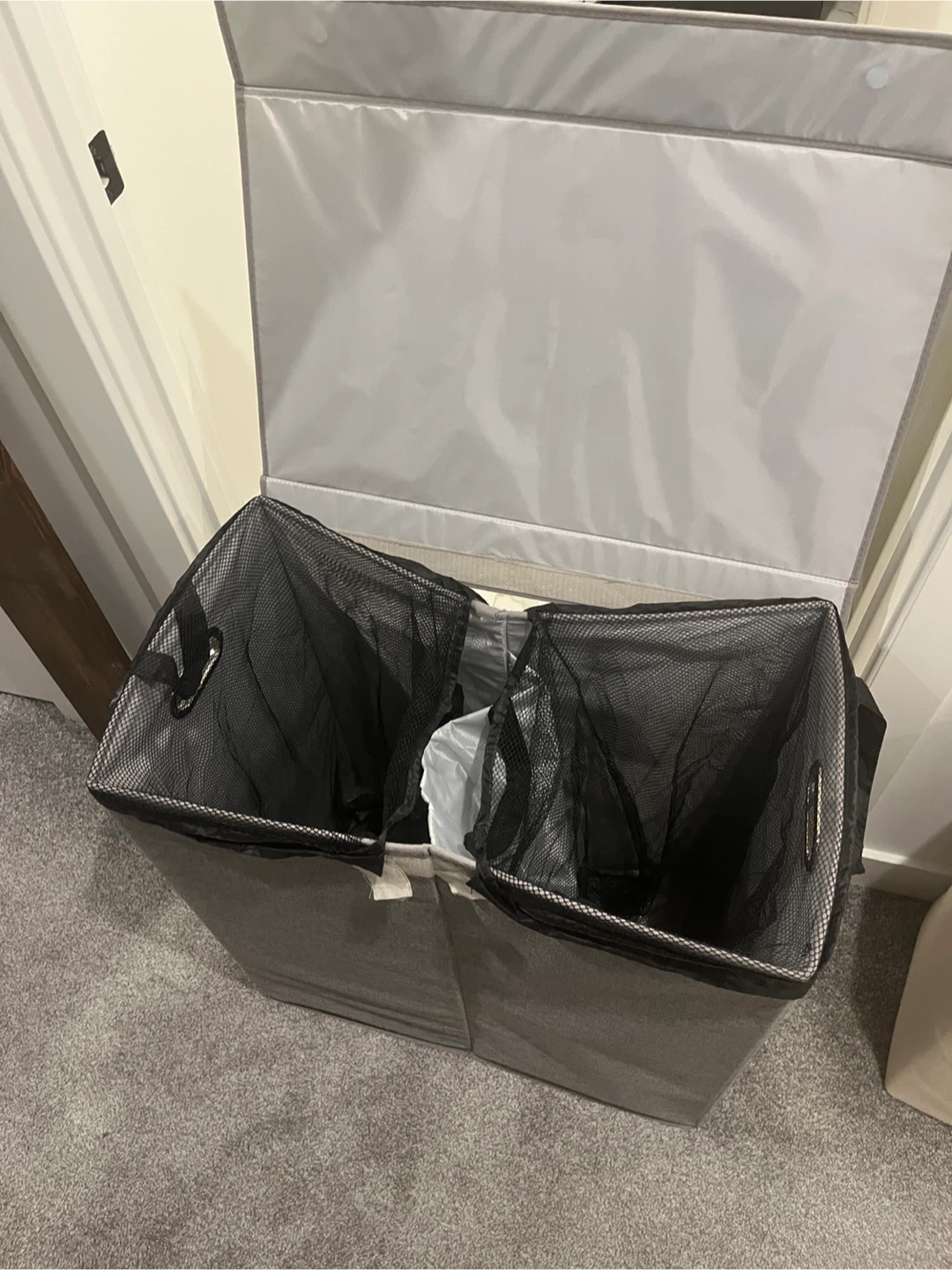 Grey Double Laundry Hamper with Lid - photo 3