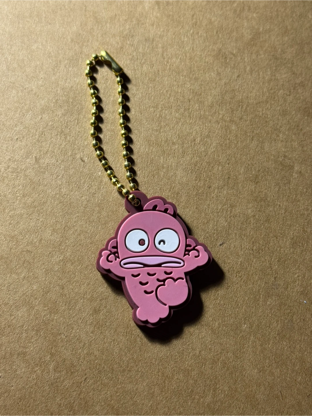 Red Sanrio Hangyodon Rubber Keychain
