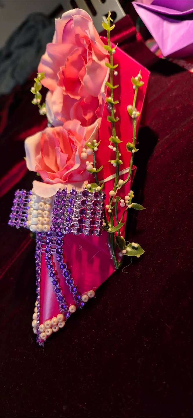 Pink and Purple Beaded Flower Shoe Clip - photo 2
